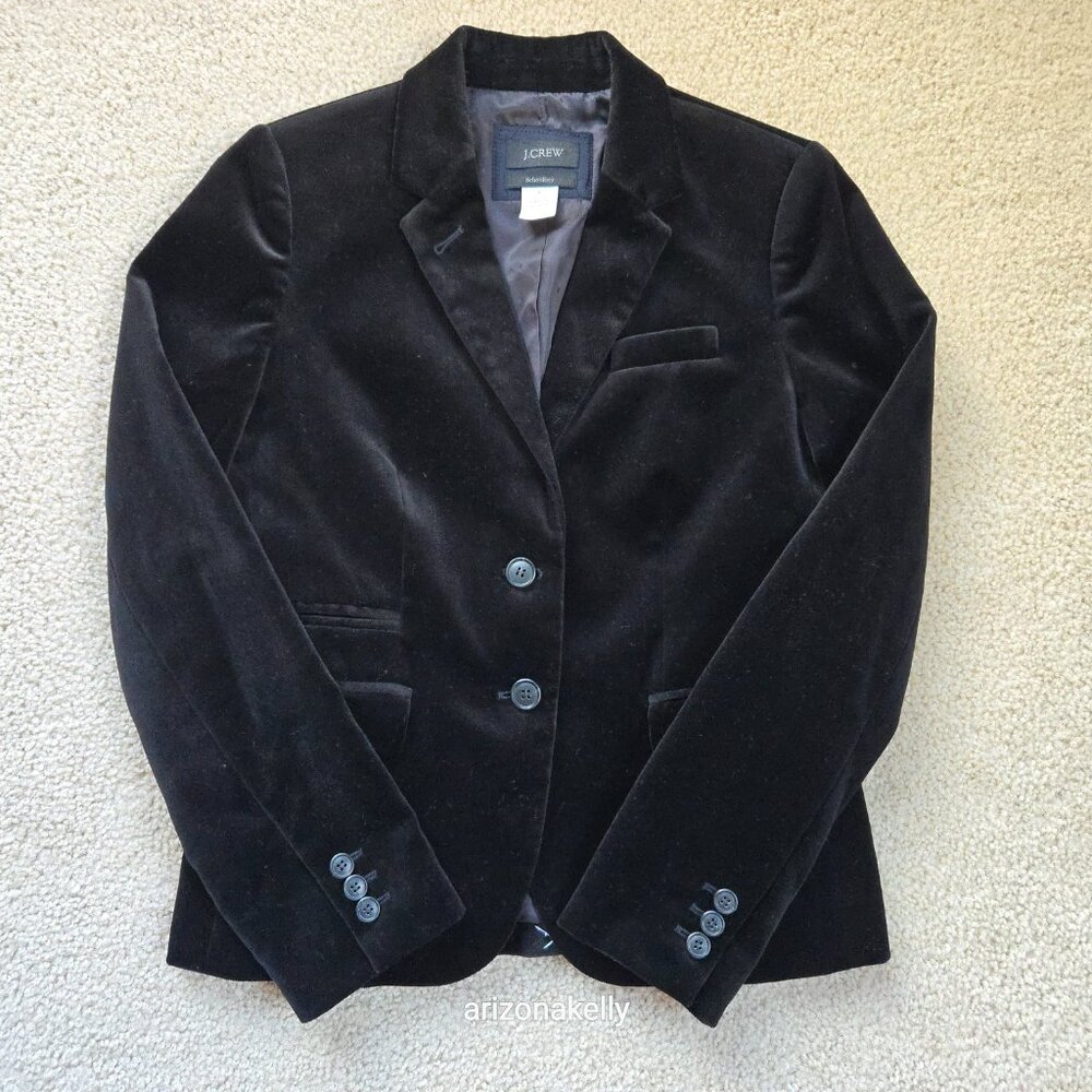 NWOT J. Crew Velvet Schoolboy Blazer Black Size 2 - Picture 5 of 12